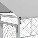 Recinto per Cani Grandi fino 30kg per Esterno 4x2,3x1,5m con Tetto Impermeabile e Anti-UV Argento
