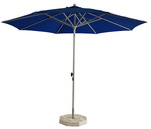 sconto Parasol de jardin Ø3 m Mât Ø40 mm en Aluminium Blanc Brillant Toile Polyester Bleu