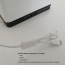 Porta Menu Dispenser Tovaglioli da Tavolo con Presa USB Ricarica Smartphone Asse Bianco
