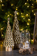 Abete in Metallo con Glitter H32 cm Oro