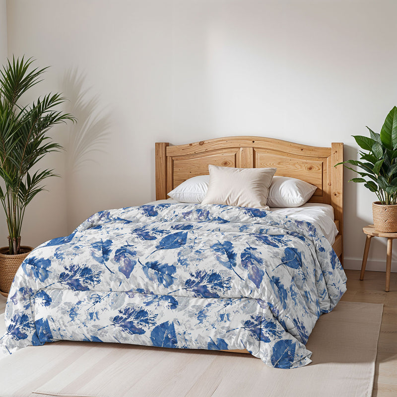 Trapunta Invernale Stampata in Microfibra 200gr Double Face Foglie Varie Misure