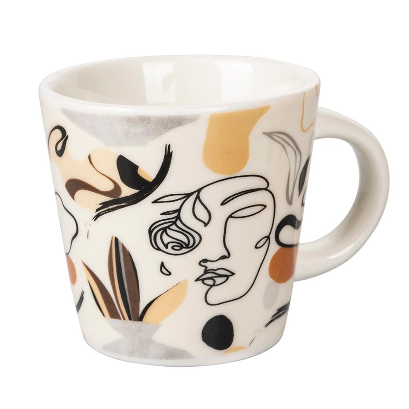 Set 6 Tazzine da Caffè Ø5,8x5,8 cm in Bone China VdE Tivoli 1996 Face to grey