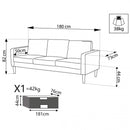 Divano 3 Posti Ramsey 180x73x82 h cm in Tessuto Beige