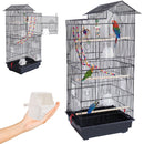 Gabbia Voliera Nera per Uccelli Volatili Pappagalli con 2 Aperture e Giocattoli