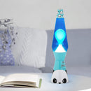Lampada Lava Lamp 40cm Base Azzurra con Panda e Magma Blu