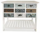 Consolle 9 Cassetti con Portaceste 80x32,5x82 cm in Legno Soriani Bianco Anticato
