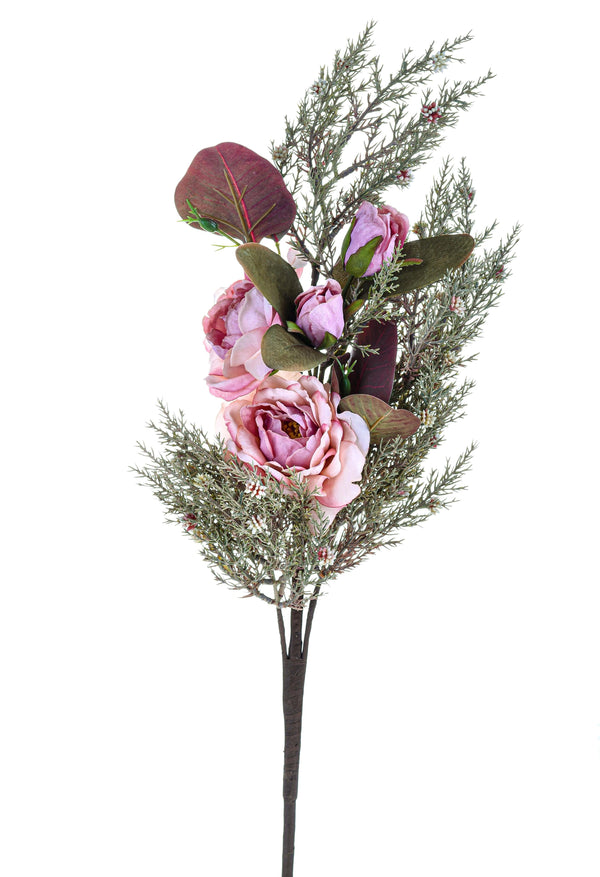 Set 4 Bouquet de Roses Artificielles Aspect Sec Hauteur 68 cm Rose prezzo