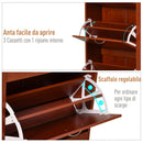 Scarpiera con 3 Ante a Ribalta e un'Anta Porta Ombrelli in Legno Noce 80x24x120 cm 