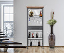Mobile Porta Bottiglie Industry 68x37x165 cm in Ferro e Specchio e Legno di Abete Marrone