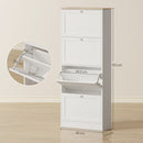 Scarpiera Salvaspazio 60x23,5x151 cm a 4 Cassetti con Ripiani Regolabili su 2 Livelliin MDF Bianco      