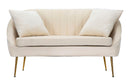 Divano Venice Crema 136x66x78 cm in Legno Spugna e Poliestere e Metallo Oro