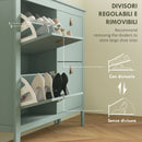 Scarpiera Slim 4 Cassetti per 20 Paia di Scarpe  105x24x95,5cm con Ripiani Regolabili in Legno Verde      