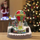 Mongolfiera Villaggio Natalizio 19x19x23cm con Luci Musica e Movimento