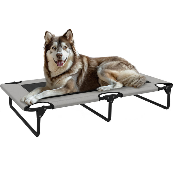 Letto per Cani Grandi Pieghevole 107x61x20 cm da Interno ed Esterno con Tessuto a Rete Grigio Chiaro prezzo