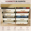 Cassettiera con 8 Cassetti in Tessuto 86x30x94,5 cm Tasche Laterali Portaoggetti Struttura in Acciaio Beige  