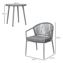 Set Tavolino e 2 Sedie con Cuscini da Giardino in Rattan PE Grigio