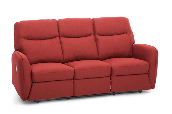 sconto Canapé 3 places avec fauteuil inclinable manuel en tissu rouge Kube