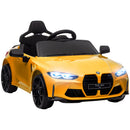 Macchina Elettrica per Bambini 108x69,5x51 cm Licenza BMW M4 con Telecomando Clacson e Fari Giallo      