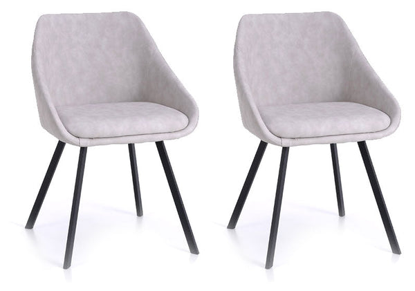 sconto Lot de 2 Chaises 51x44x77 cm en Simili Cuir Gris Chiné