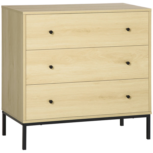 online Commode 3 Tiroirs 80x40x78 cm en Acier et Bois Naturel