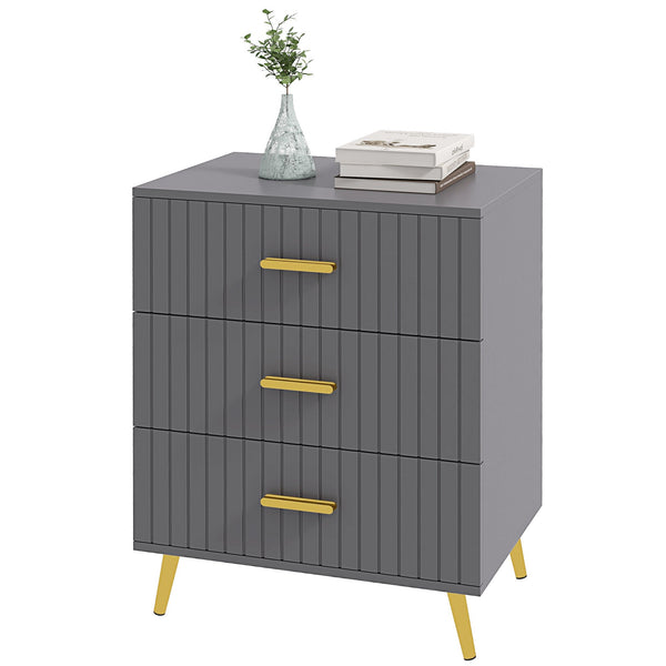 prezzo Cassettiera 3 Cassetti Design Moderno 60x40x71,5 cm in Legno e Alluminio Oro e Grigio Scuro
