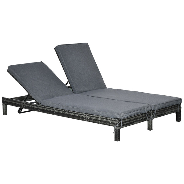 Bain de soleil de jardin double en rotin marron et gris prezzo
