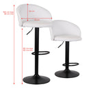 Set 2 Sgabelli 51x44x60/80 cm in Similpelle Base Nera Bianco