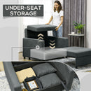 Poltrona Letto Singolo  100x98x88 cm con Vano Contenitore in Tessuto Effetto Velluto Grigio  