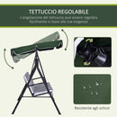 Dondolo da Giardino a 3 Posti 172x110x153 cm con Tettuccio Inclinabile e Cuscini Verde   