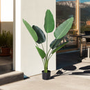 Pianta Artificiale Uccello del Paradiso da Interno e Esterno H120 cm con Vaso Verde