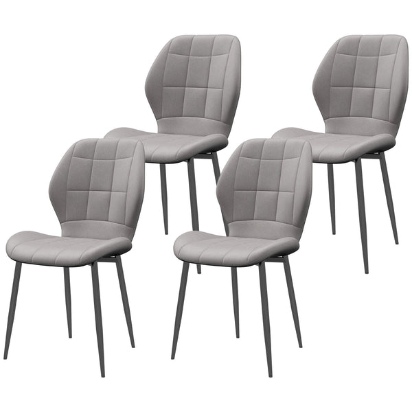 Set di 4 Sedie da Pranzo Moderne per Cucina e Soggiorno 47x57x85 cm Rivestimento in Flanella Grigio prezzo