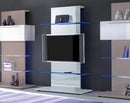 Mobile TV a Torre 2 Mensole in Vetro 104x50x169cm TFT  Primo Bianco Lucido