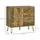 Mobiletto Multiuso 2 Ante 84x39x80,7 cm in Legno e Acciaio Bronzo