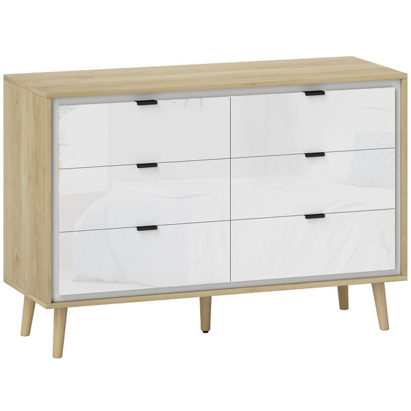 Cassettiera con 6 Cassetti 110x40x75 cm in Legno Bianco Lucido e Rovere online