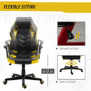 Sedia da Gaming Girevole Reclinabile in Similpelle  Nera e Gialla