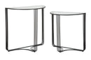 Console Dublino Coppia 81x40,5x82 - 71x35,5x72 cm in Ferro e Vetro Nero