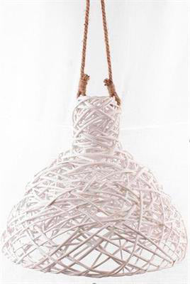 Paralume a Sospensione Ø41xH36 cm in Vimini Bianco