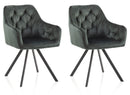 Set 2 Sedie Imbottite 58x57x84 cm in Velluto Verde