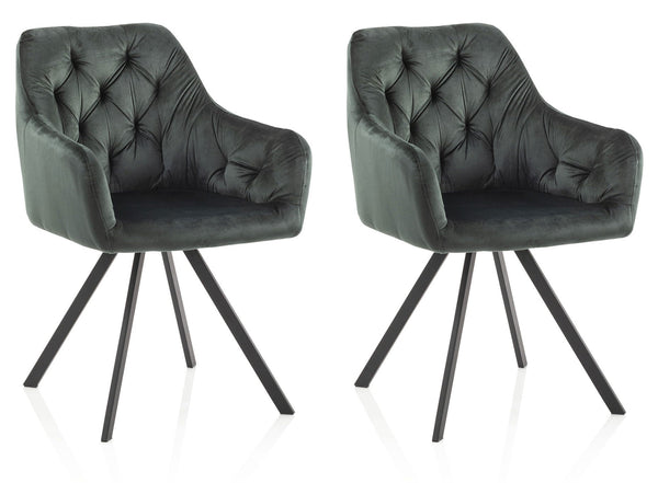 Lot de 2 Chaises Rembourrées 58x57x84 cm en Velours Vert online