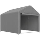 Capanno da Giardino 2x2,4 m Impermeabile Porta Avvolgibile e Telaio in Metallo Grigio Chiaro      