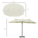 Ombrellone da Giardino Doppio 440x270x250 cm in Poliestere Beige