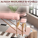 Lettino da Massaggio Pieghevole 210x81x67-92A cm con Poggiatesta Regolabile e Borsa di Trasporto in Legno e PVC Rosa      