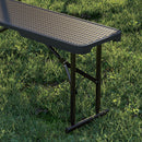 Set da Pic Nic Pieghevole a 3 Pezzi con Tavolo e 2 Panche in HDPE e Metallo Nero    