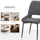 Set 2 Sedie Imbottite 59,5x50,5x92 cm in Tessuto Grigie
