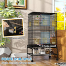 Gabbia per Uccelli 64x45x110 cm con Area Gioco Vassoio Estraibile e Mensola Nero      