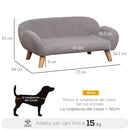 Divanetto per Cani e Gatti Imbottito 72x44x31 cm in Tessuto Grigio Chiaro