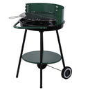 Barbecue a Carbone Carbonella Rotondo Ø51x84,5 cm con Vassoio in Acciaio al Carbonio Verde      