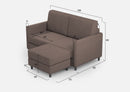 Divano 2 Posti con Pouf 138x155x85 cm Karay in Tessuto Talpa