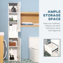 Mobile Bagno 2 Ante 1 Cassetto 30x28x180 cm in Legno Bianco