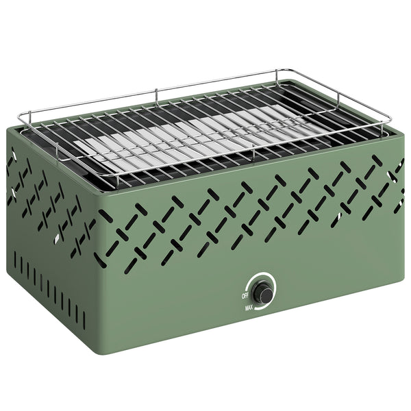 Barbecue Portatile a Carbone 45,5x29x21 cm con Ventilazione Integrata per Esterni in Metallo Verde Chiaro prezzo